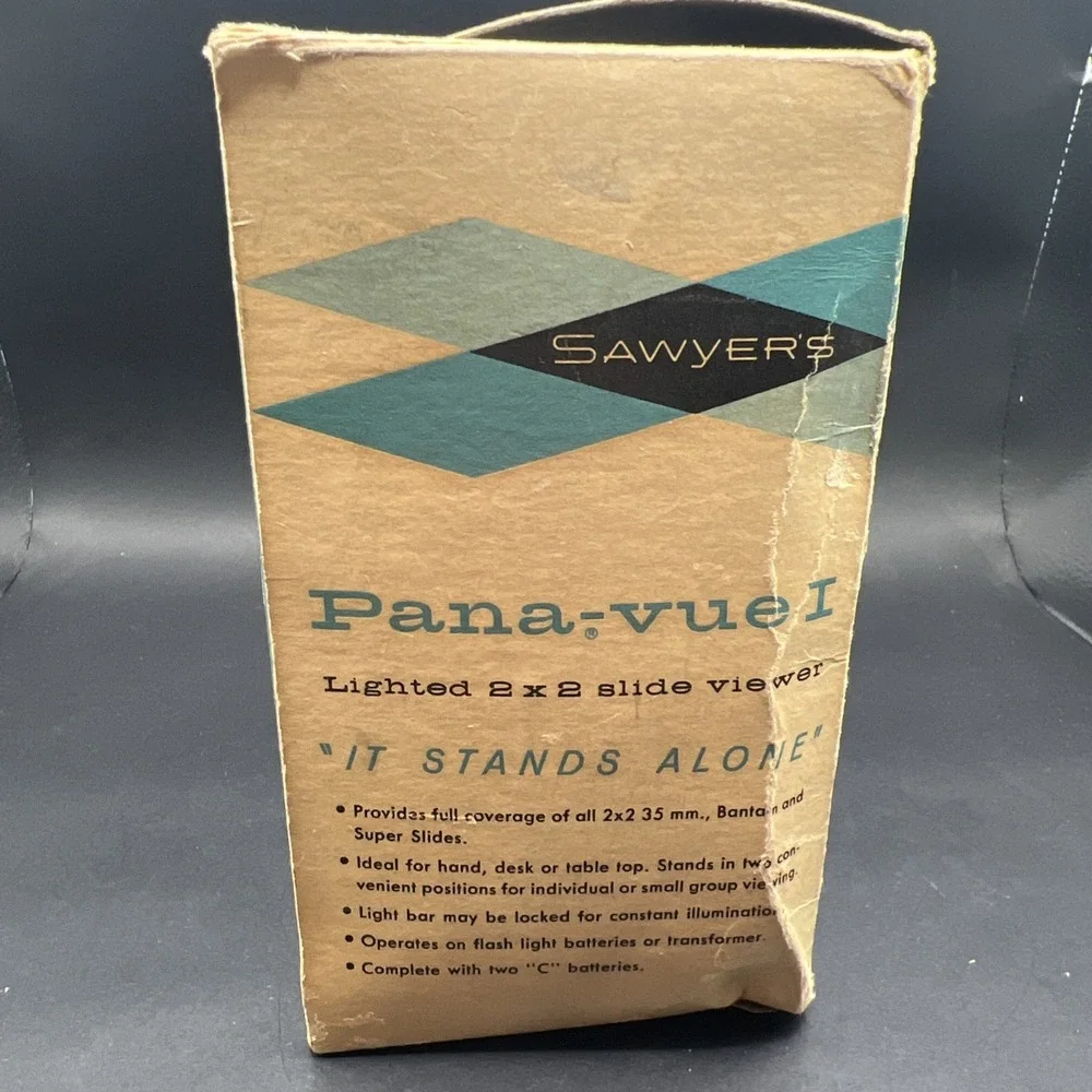 Vintage Sawyer's Pana-Vue 1 Lighted 2x2 Slide Viewer No 2573 W/ Original Box USA